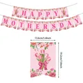 Roze Moederdag slinger set met tulpen en vlinders inclusief afmetingen specificaties - Roze Banner