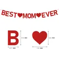 Glittering Best Mom Ever banner with red hearts and size guide for Mother Day party decor - Red Glitter Banner (BEST MOM EVER)