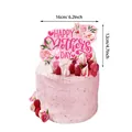 Roze Moederdag taarttopper met bloemen getoond op een gedecoreerde roomtaart - Roze Grote Taarttopper