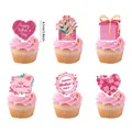 Moederdag cupcake toppers met Happy Mother's Day tekst en roze bloemmotieven - Cupcake toppers