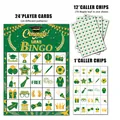 Detailed set of 24 graduation bingo cards with green and gold glitter party designs - 37-Piece Set / Green