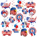 Independence Day hanging swirl decorations with Statue of Liberty and USA flag patterns - Hanging Cards And Swirls Set / Red/White/Blue