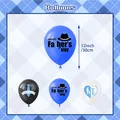 Father's Day balloons set featuring blue and black latex designs with Best Dad printing - Latex Balloons Style