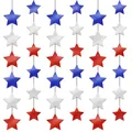 Red white and blue glitter star garland hanging for USA Independence Day party decor - Long Star Garland