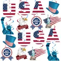 USA Independence Day swirl decorations featuring Statue of Liberty and US flag motifs - Swirl and Card Style