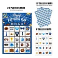 Vatertag-Bingo-Spielset mit 24 Spielerkarten und blauen Feiertagsmustern für Partys - Bingo-Spielkarten-Set