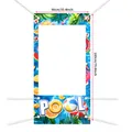 Bannière photo de fête piscine avec motifs flamants et fruits tropicaux 90x180cm - Fond évidé 180x90cm (Avec corde blanche)