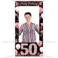 Rose gold 50th birthday photo booth frame banner for party backdrop decoration - 50 Years Old / 180x90cm