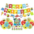 Kit decorazione compleanno spiaggia estiva con striscioni, palloncini e topper tropicali - Banner Palloncini E Decorazioni Per Torte A Tema Spiaggia Estiva