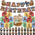 Capybara birthday party decoration kit with banner, latex balloons and cake toppers - Capybara Party Set