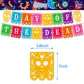 Pancarta colorida Día de los Muertos con calaveras para decoración de fiestas - Banderín
