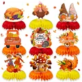 Lot de 9 centres de table en nid d'abeille pour Thanksgiving avec dindes et citrouilles - Décorations de Table en Nid d'Abeille Série Action de Grâce (20230710-MY)