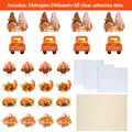 Kit de decoración DIY Acción de Gracias con 24 recortes de cartulina y palos de madera - Juego de Adornos para Jarrones Acción de Gracias