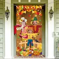 Thanksgiving fall harvest party photo banner with scarecrows and pumpkins for photography - 150*100CM