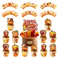 Thanksgiving cake decoration set with cupcake wrappers and turkey pumpkin toppers - Thanksgiving Cake Decoration