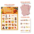 Thanksgiving Bingo game set with 24 player cards and 13 leaf-themed caller chip sheets - Player Cards And Marking Chips
