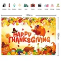 Thanksgiving backdrop with turkey and pumpkin designs, 150x100cm party decoration - Happy Thanksgiving Turkey Theme / 100x150 (Perforated)