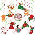 Set di decorazioni natalizie appese con Babbo Natale, renne e spirali festive colorate - Set di Cartellini Appesi e Spirali (20220609-DW-圣诞节吊卡2)