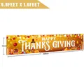 Striscione esterno Happy Thanksgiving con zucche e foglie d'autunno, misura 300x50cm - Stile Oro del Ringraziamento (Stile Due)