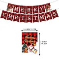 Bandera de Navidad con cuadros rojos y negros y guirnalda de Merry Christmas para fiesta - Banderín