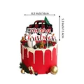 Adorno para tarta camión rojo de Navidad con cuadro escocés Merry Christmas 16cm x 13.4cm - Adorno para Pasteles Camión Vintage Grande