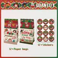 Christmas ugly sweater party paper gift bags and stickers set with festive designs - Kraft Paper Bags And Stickers
