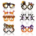 6er-Set Halloween-Dekobrillen aus Papier mit Kürbis-, Fledermaus- und Totenkopfmotiven - Halloween-Themen-Brillen-Set