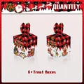 Set of 6 Christmas treat boxes with red black buffalo plaid and festive holiday patterns - Red Black Buffalo Plaid Christmas Style