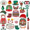 25-piece Christmas photo booth props set with ugly sweater and Santa themes - Christmas Theme Photo Props Set / 28 Pcs