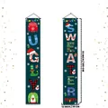Ugly Sweater Party Christmas porch banners with festive snowflakes and snowman patterns - Ugly Sweater Party Style / 1 Set of Couplets 180*30cm