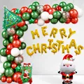 Set arco di palloncini natalizi con scritte Merry Christmas e decorazioni Babbo Natale - Set Ghirlanda di Palloncini di Natale