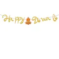 Bannière Happy Diwali pailletée dorée avec motif Ganesh pour décoration de fête indienne - Bannière Diwali Or Pailleté