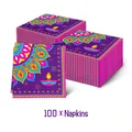 Servilletas de papel Diwali moradas con motivos de mandala y lámparas Diya, paquete de 100 - Estampado Mándala Diwali