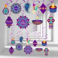 Decorazioni sospese per Diwali con motivi mandala e diya per feste a tema indiano - Cartellini Appesi E Spirali Viola