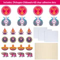 Σετ διακόσμησης Diwali με 24 εορταστικά χάρτινα στηρίγματα και ξύλινα μπαστούνια σε λευκό - Σημαίες Βάζου Ντιβάλι (20230803-MC-Σημαίες Βάζου Ντιβάλι)