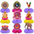 9-piece Diwali honeycomb table decor set featuring Ganesha, Lakshmi, and Diya motifs - Diwali Honeycomb Centerpiece