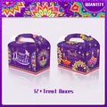 Set of 12 Diwali theme purple gift boxes with mandala patterns and elephant designs - Purple Mandala Handheld Style