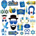 Hanukkah photo booth props set with Star of David and Menorah for festive party decor - Hanukkah Theme Set