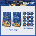 Σετ χάρτινες τσάντες δώρου Hanukkah με αυτοκόλλητα με σχέδια μενορά και ντρέιντελ - Συλλογή Hanukkah Kraft Χάρτινες Τσάντες Και Αυτοκόλλητα