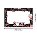 2025 Rose Gold Happy New Year Photo Booth Frame for Party Decorations, 27.5x18.8 Inches - Rose Gold New Year Photo Frame