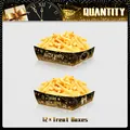 Set of 12 black and gold Happy New Year snack trays for festive party food service - New Year Black Gold Style