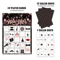Rose gold Happy New Year bingo game cards set with 24 player cards for party supplies - New Year Theme Game Cards (20230819-DW-Rose Gold New Year Bingo Card)