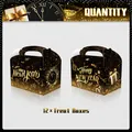 Set van 12 zwart-gouden Happy New Year geschenkdozen met feestelijke klok- en stermotieven - Handtas Stijl