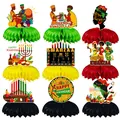 9-teilige Kwanzaa Waben-Tischdeko mit Kinara und panafrikanischen Festtag-Motiven - Kwanzaa Waben Stil