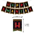 Kwanzaa banner with Happy Kwanzaa lettering and ethnic patterns for holiday party decor - Theme Pull Banner