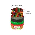 Kwanzaa cake topper set with kinara and gift motifs on a red and green tiered cake - Large Cake Topper