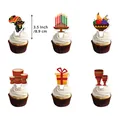 Kwanzaa cupcake toppers featuring African masks and candles on white backdrop, 3.5 inch - Cupcake Toppers