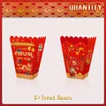 6er-Pack rote und goldene chinesische Neujahrs-Snackboxen mit Drachen- und Laternenmustern - Rot Gold Drache Stil