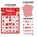 Juego de bingo de San Valentín con 24 tarjetas de corazones y fichas de partida - Juego de Cartas de Bingo de San Valentín