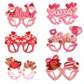 6er-Pack Valentinstag Papierbrillen mit Herzbären und Love-Designs für Partyfotos - Valentinstagsstil